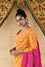 Bandhani on Silk Saree - Light Orange and Fuchsia