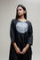 Bandhani Kurta on Pure Silk - Black Grey