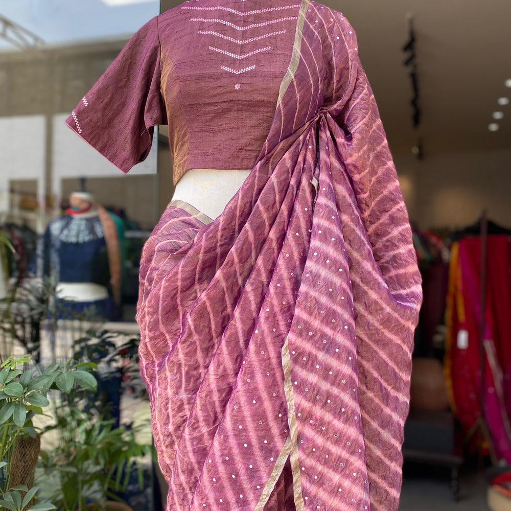 
                  
                    Luni Leheriya Saree - Wine
                  
                