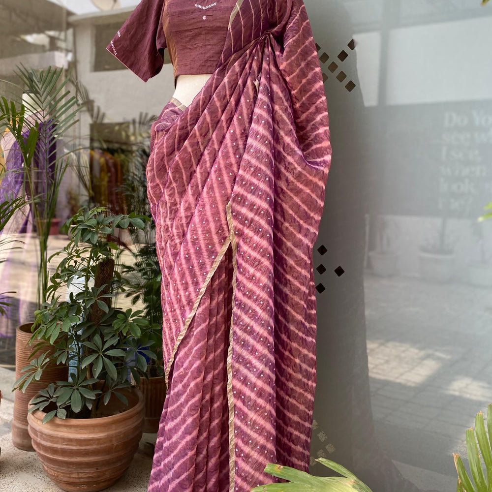 
                  
                    Luni Leheriya Saree - Wine
                  
                