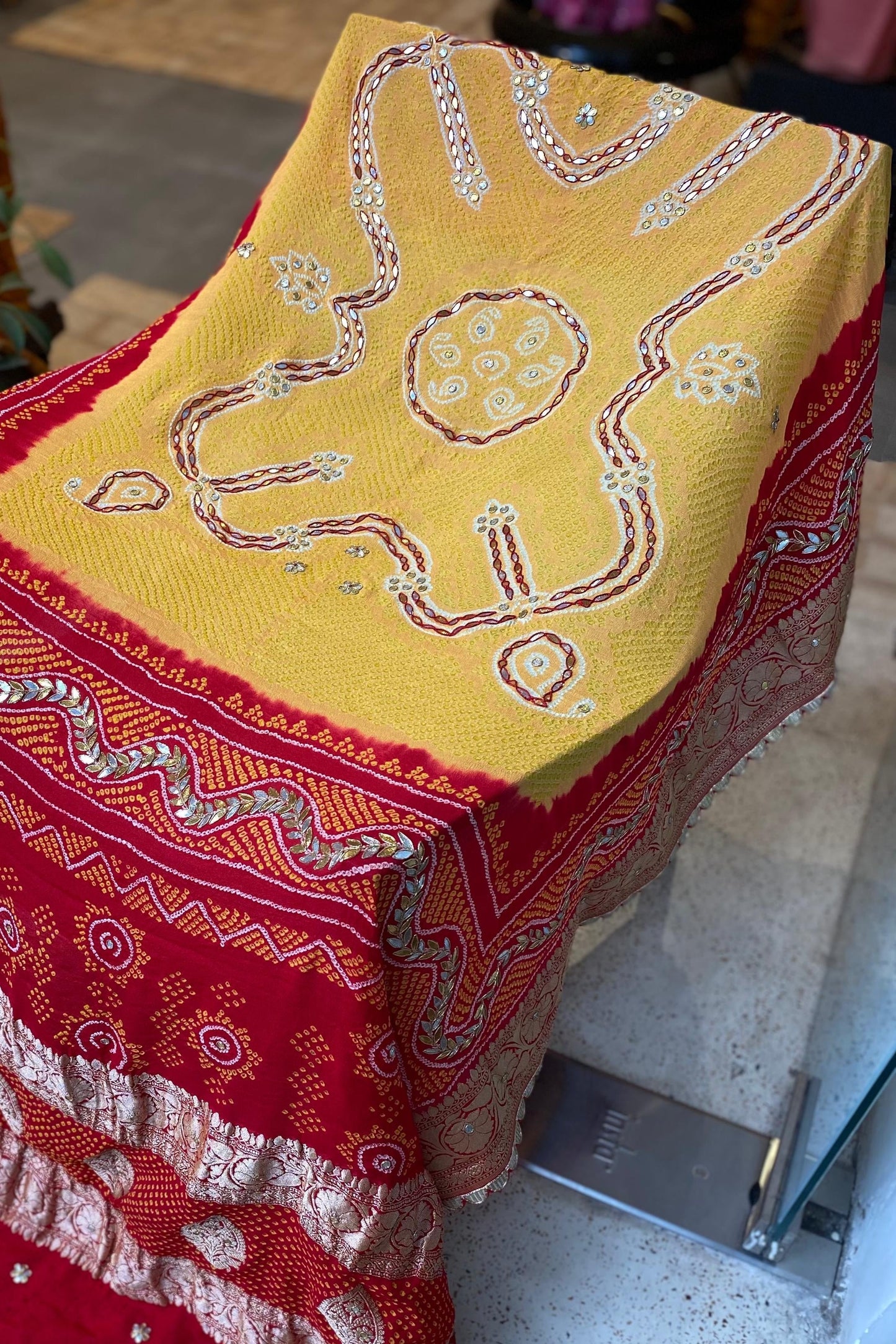 Pomcha Banarasi Bandhani on Pure Georgette