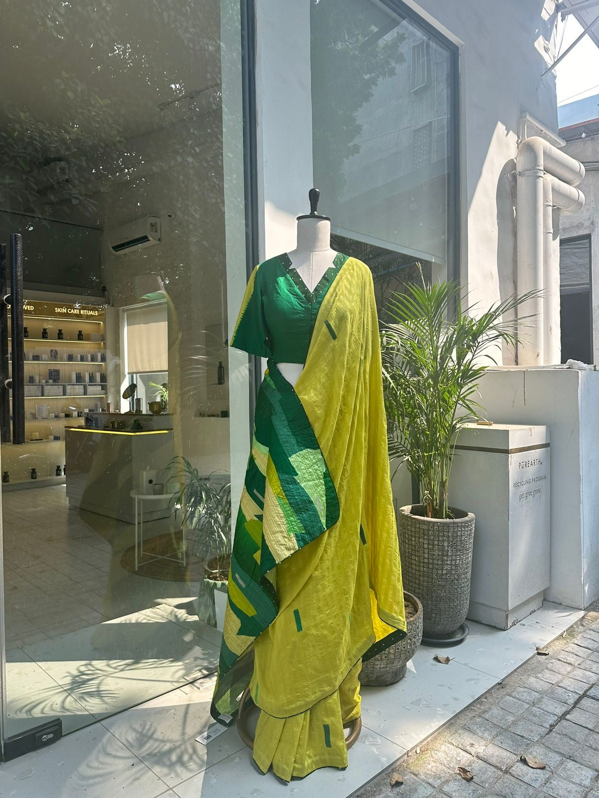 Patchwork Palla Silk Saree - Green