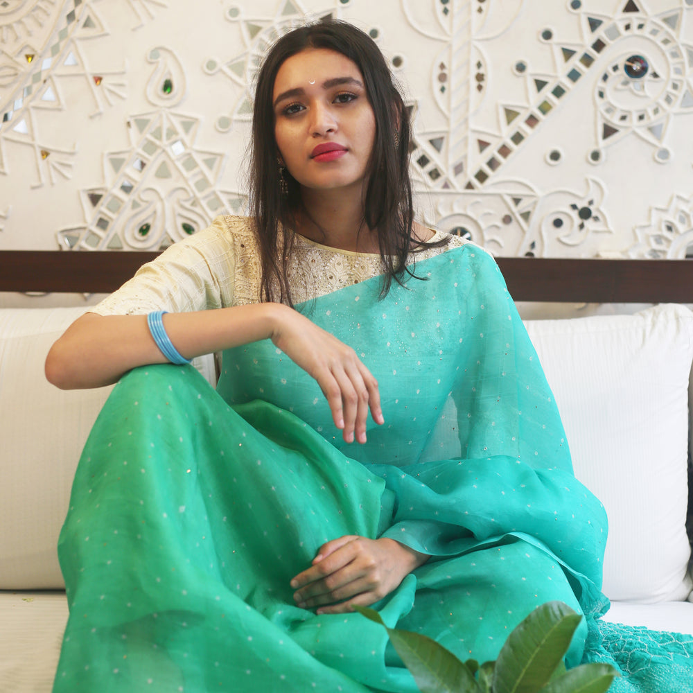 
                  
                    Chaand Saree - Green and Blue
                  
                