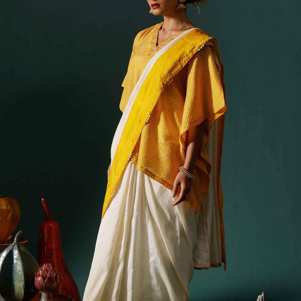 Haze Saree - Yellow White