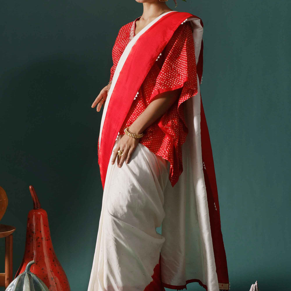 Haze Saree - Red White