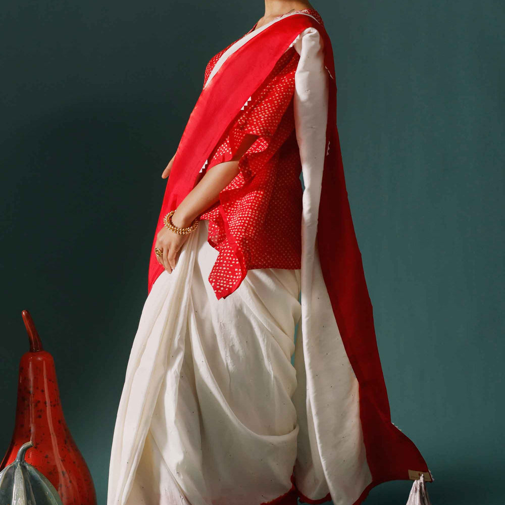 Haze Saree - Red White