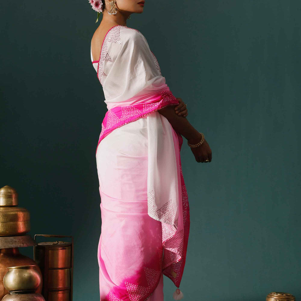 
                      
                        Rift Saree - Pink White
                      
                    