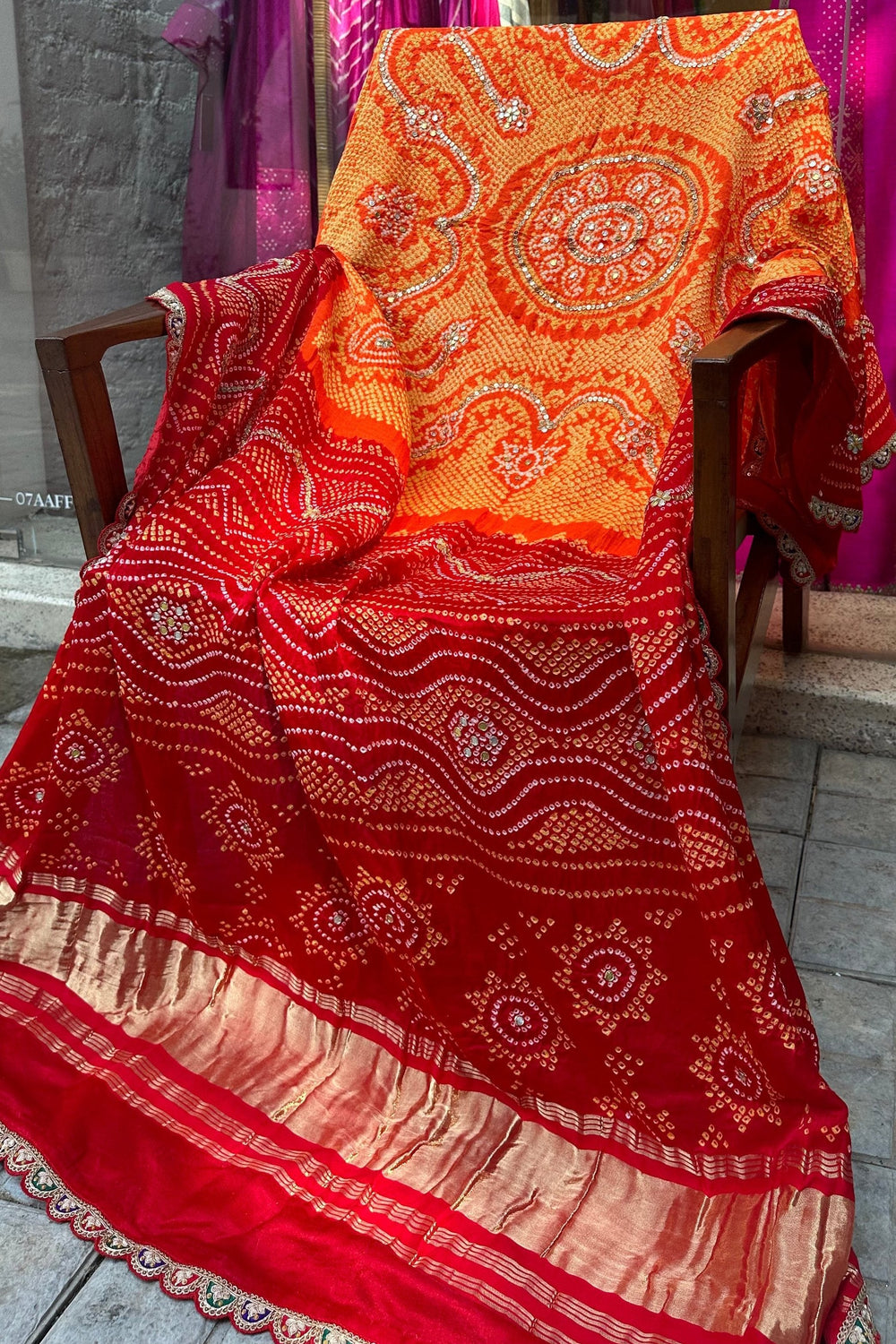 Chandrokhani Peela Bandhani on Gaji Silk