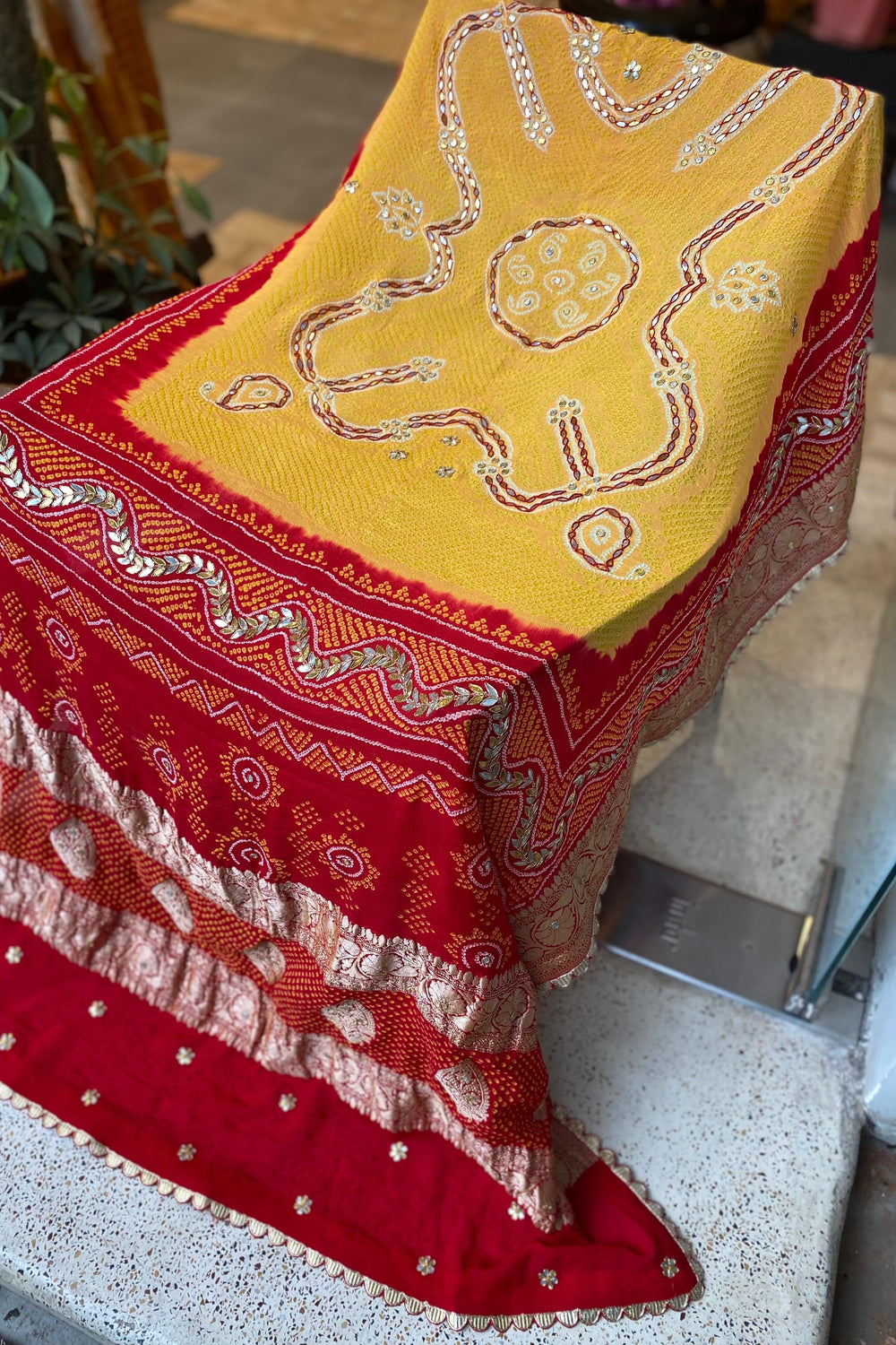 Pomcha Banarasi Bandhani on Pure Georgette