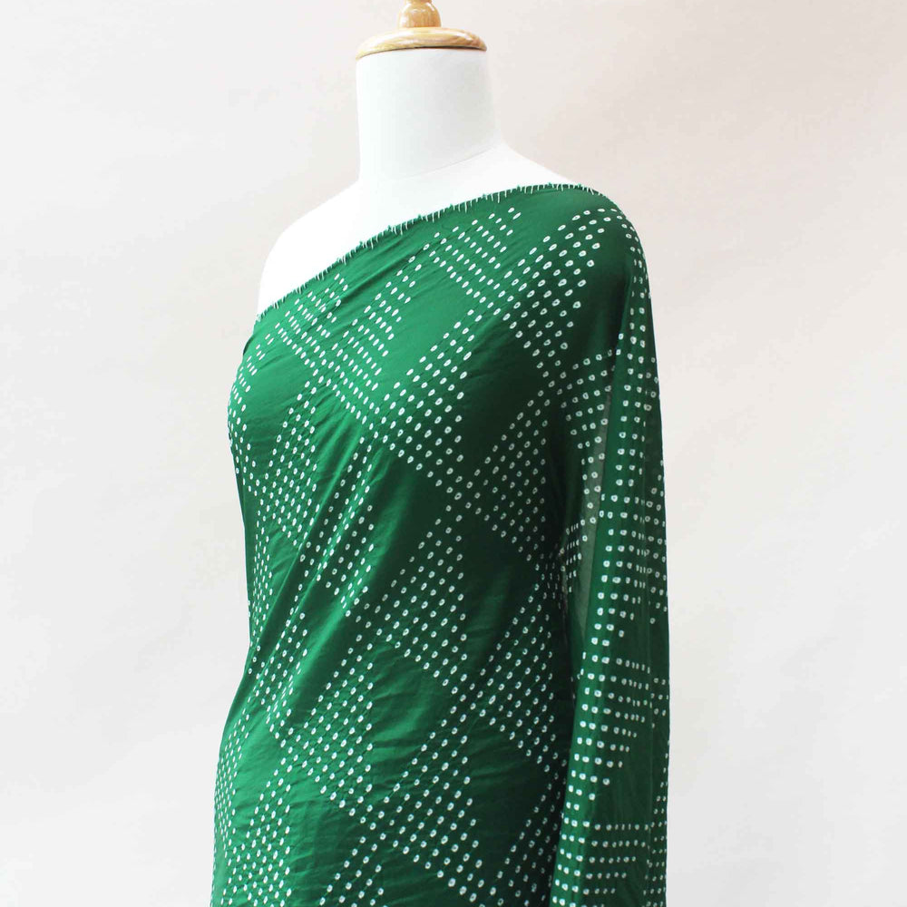 
                      
                        Silk Bandhani Saree in Bottle Green
                      
                    