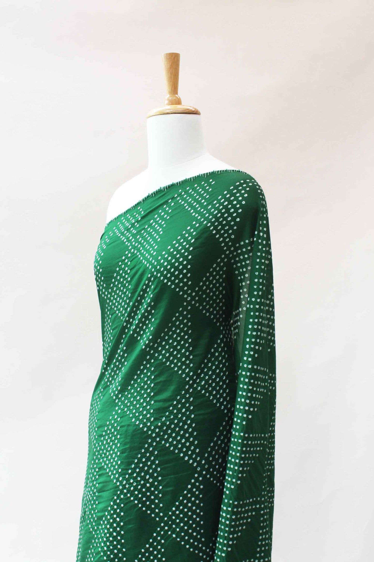 Silk Bandhani Saree in Bottle Green