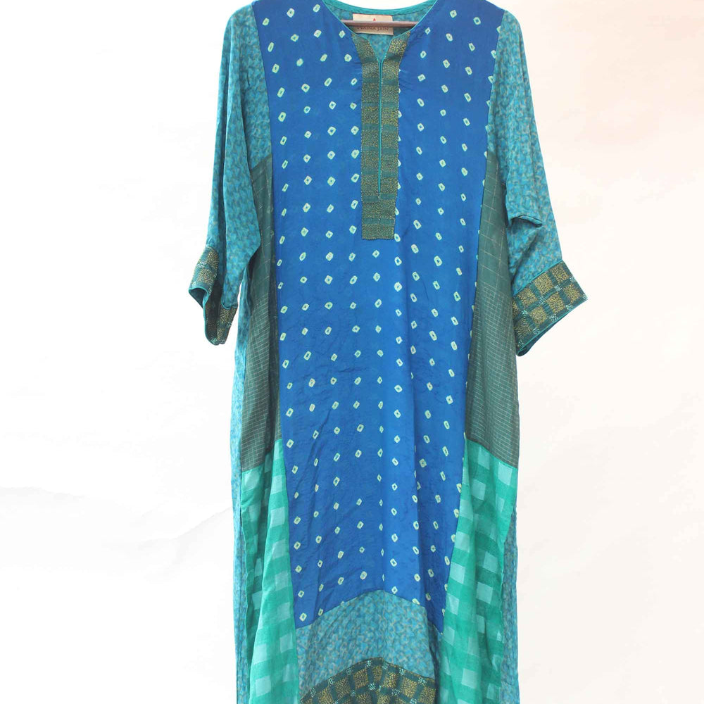 Blue Veda Bandhani on Crepe Kurta