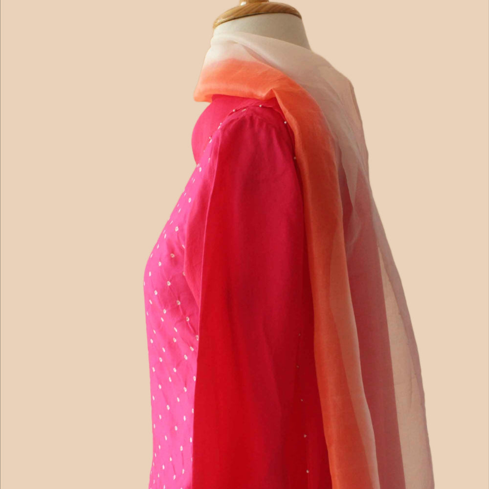 
                      
                        Pink Bandhani on Silk Suit Set
                      
                    