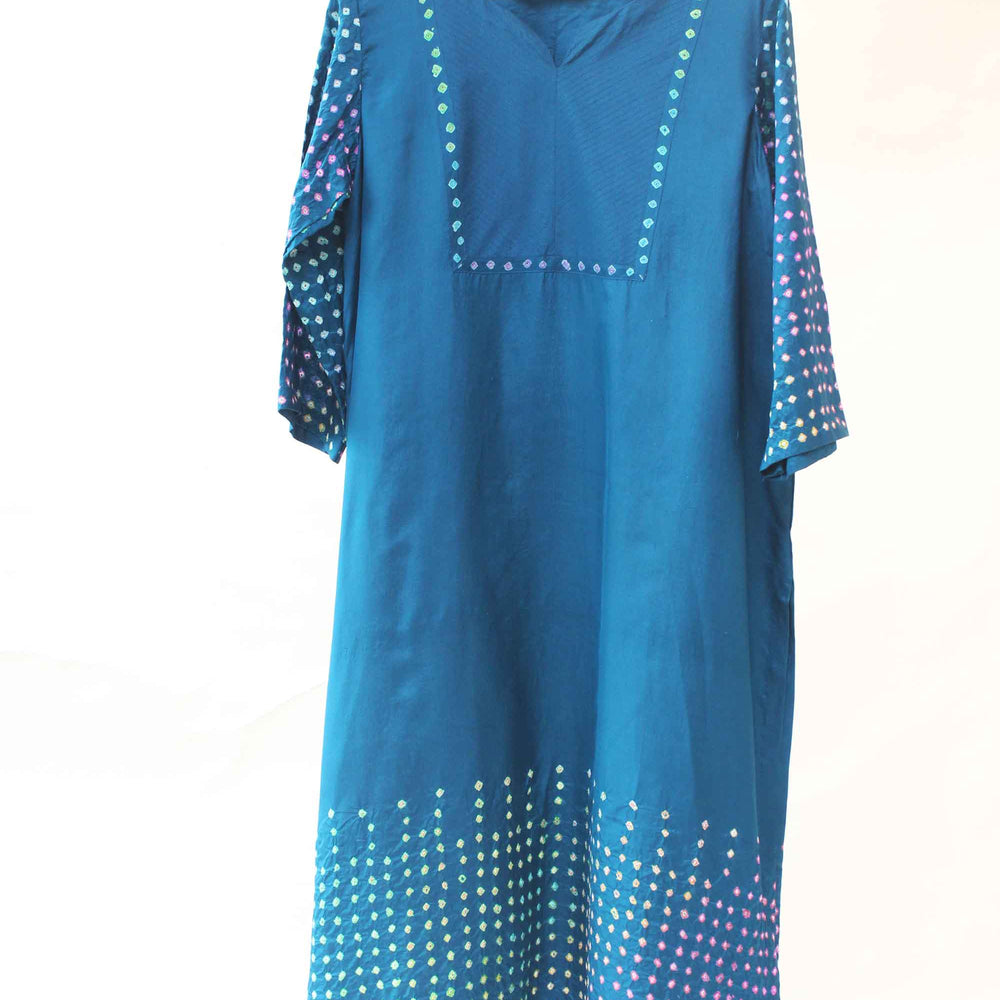 
                      
                        Bandhani Silk Kurta with Multi Colour Bandhani - Blue
                      
                    