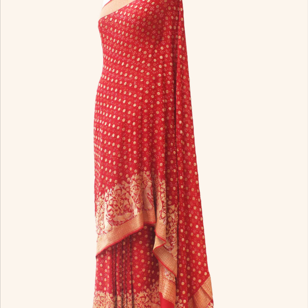 
                      
                        Broad Border Banarasi Bandhani Saree - Maroon
                      
                    