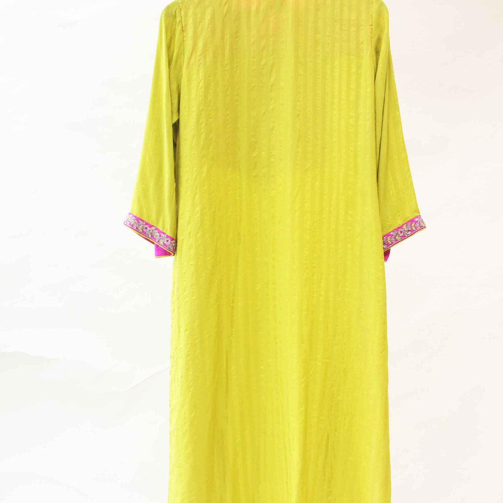 
                      
                        Silk Cotton Green Kurta Pants with Cutdana Yoke
                      
                    