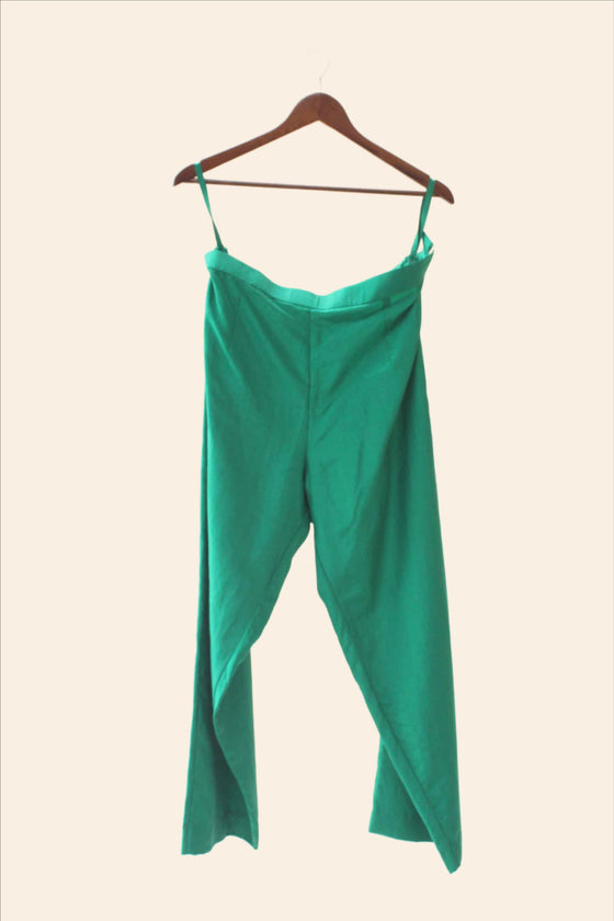Bandhani on Pure Silk Kurta Pants Set - Green