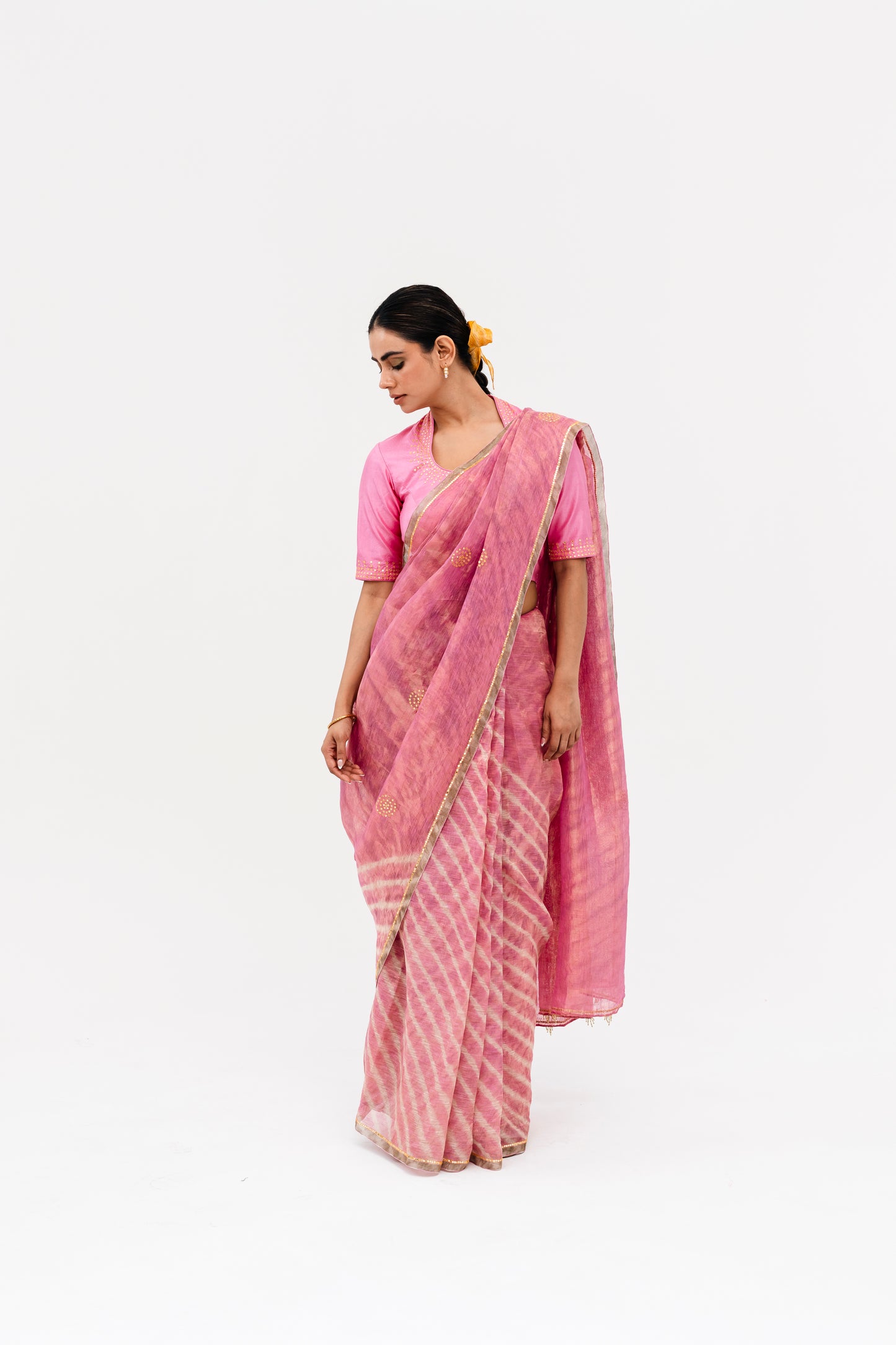 Sukri Leheriya Saree - Pink