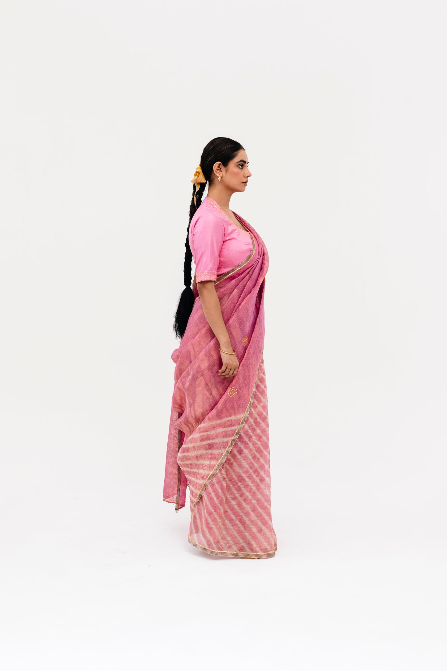 Sukri Leheriya Saree - Pink