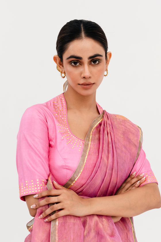 Sukri Leheriya Saree - Pink