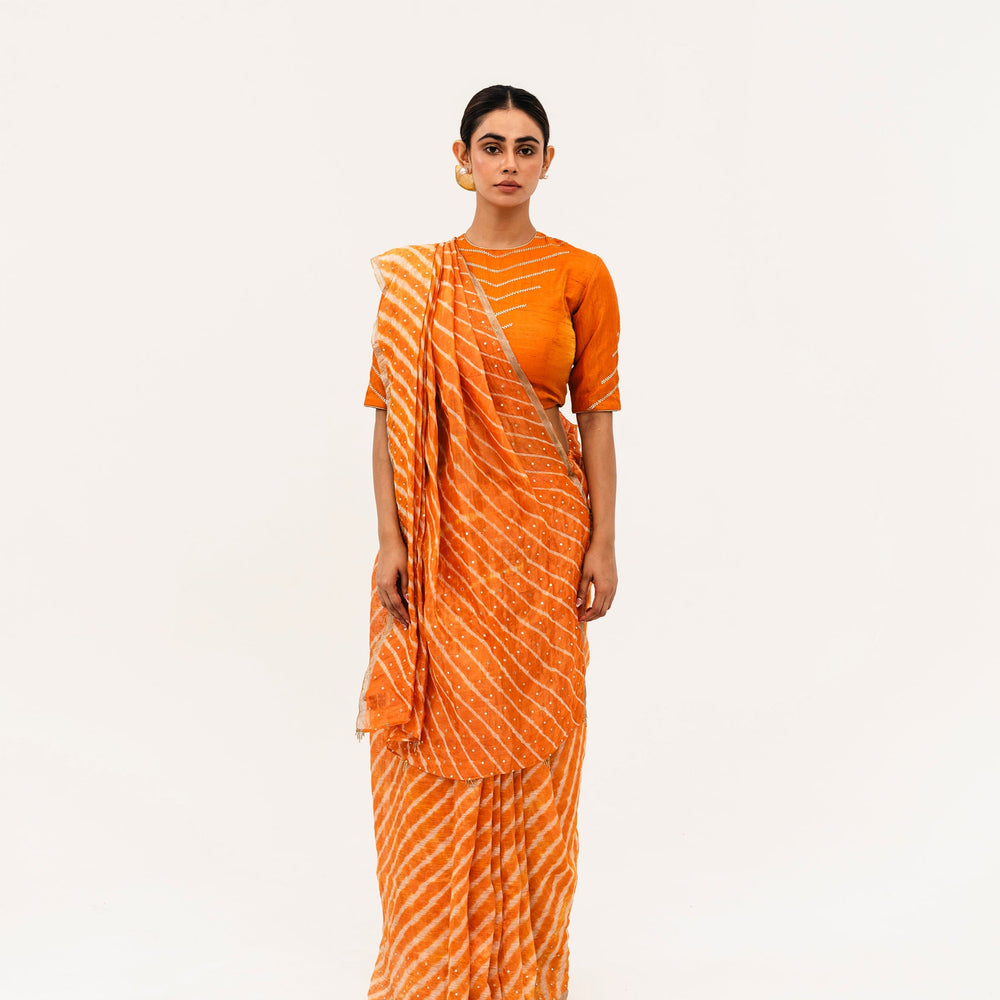 Luni Leheriya Saree - Orange