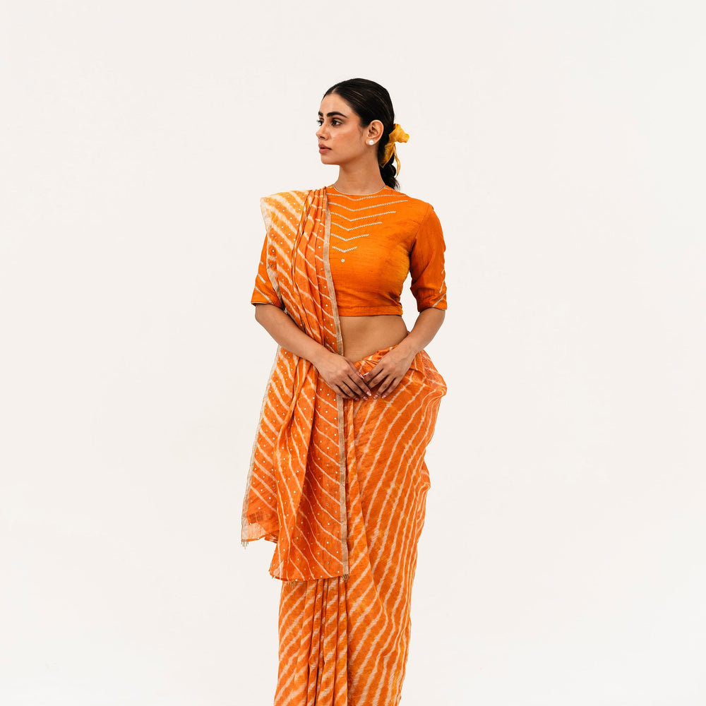 Luni Leheriya Saree - Orange