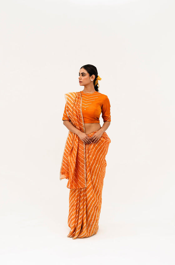 Luni Leheriya Saree - Orange