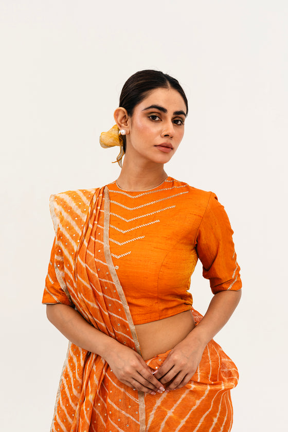 Luni Leheriya Saree - Orange