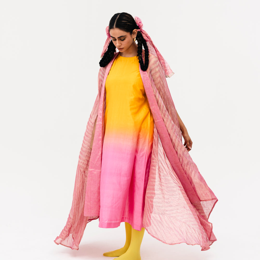 Khari Cape and Dress Set - Pink