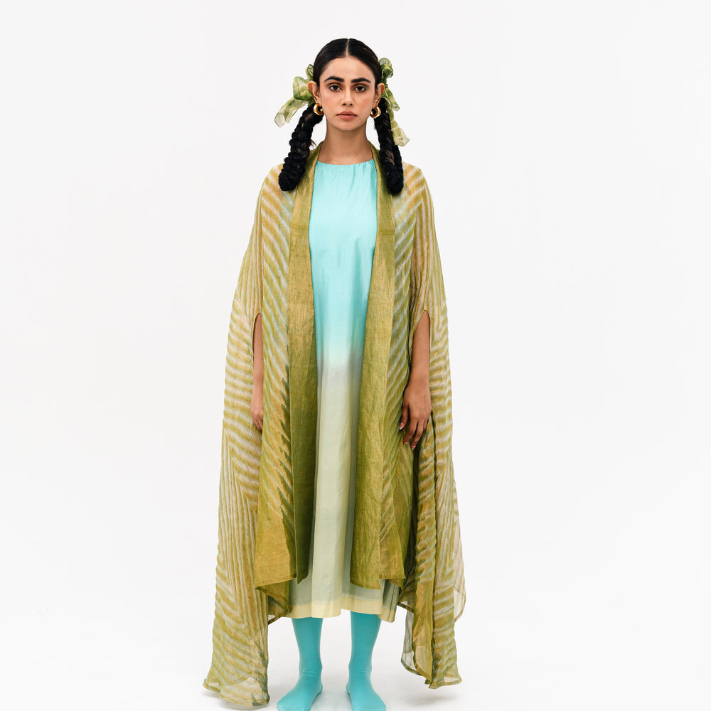 Khari Cape and Dress Set - Green Blue