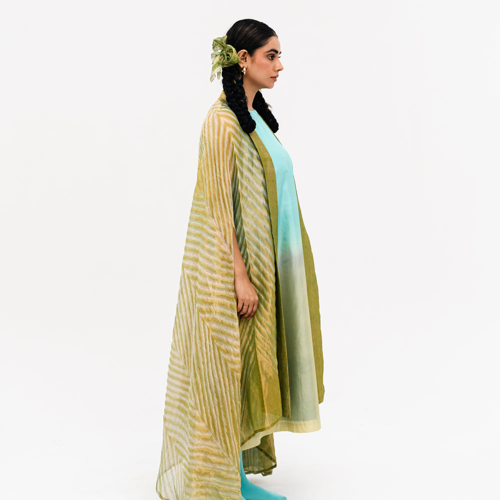 Khari Cape and Dress Set - Green Blue