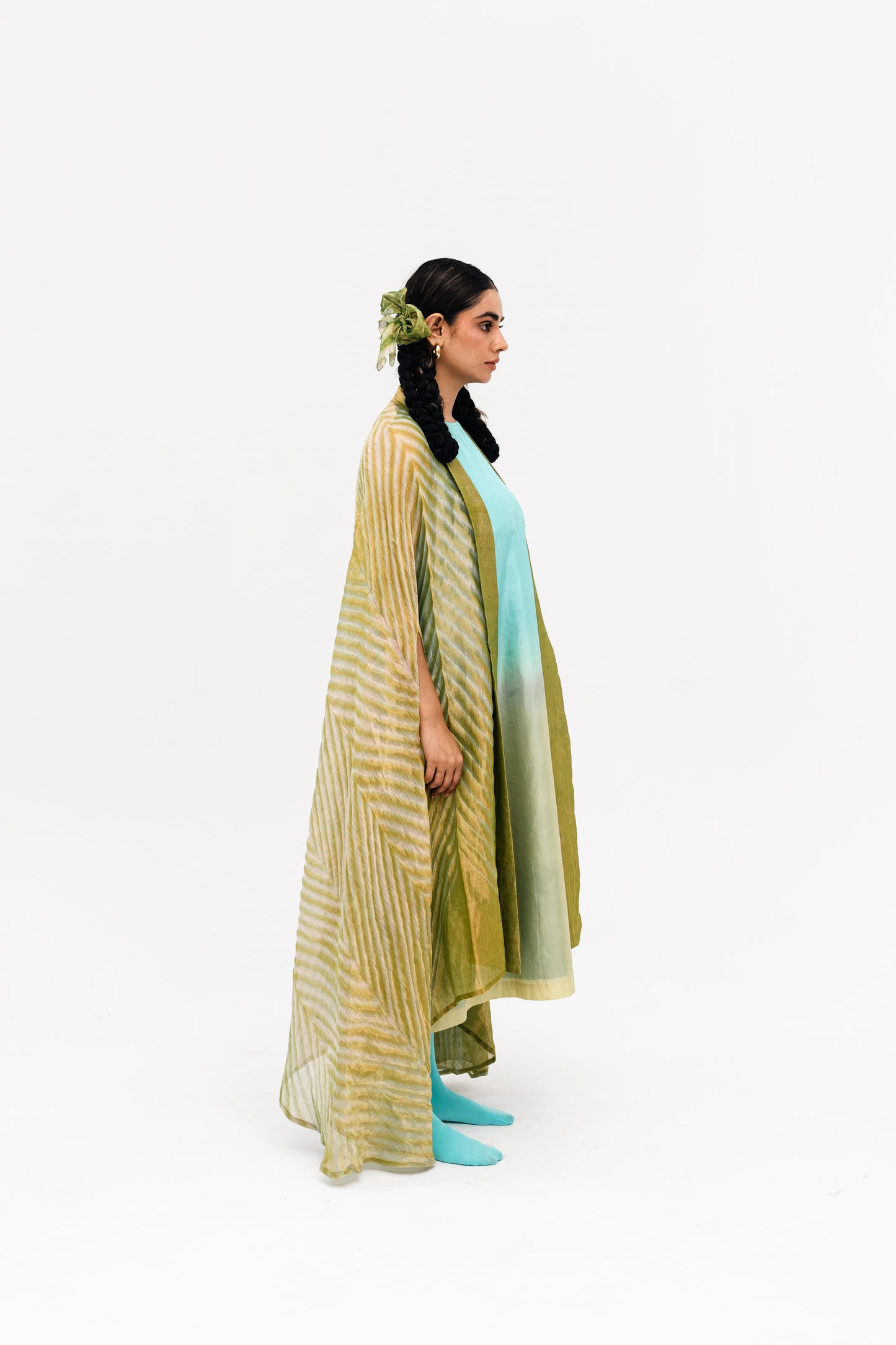 Khari Cape and Dress Set - Green Blue