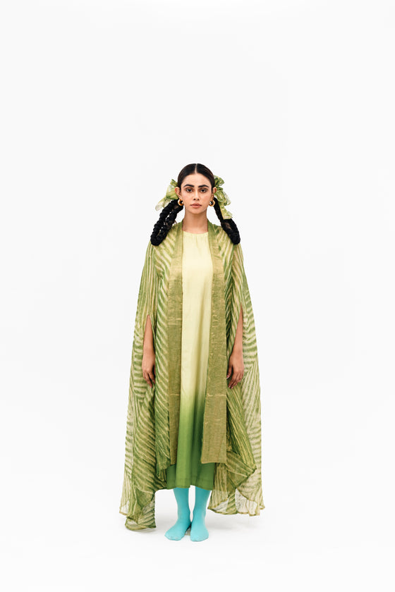 Khari Cape and Dress Set - Green