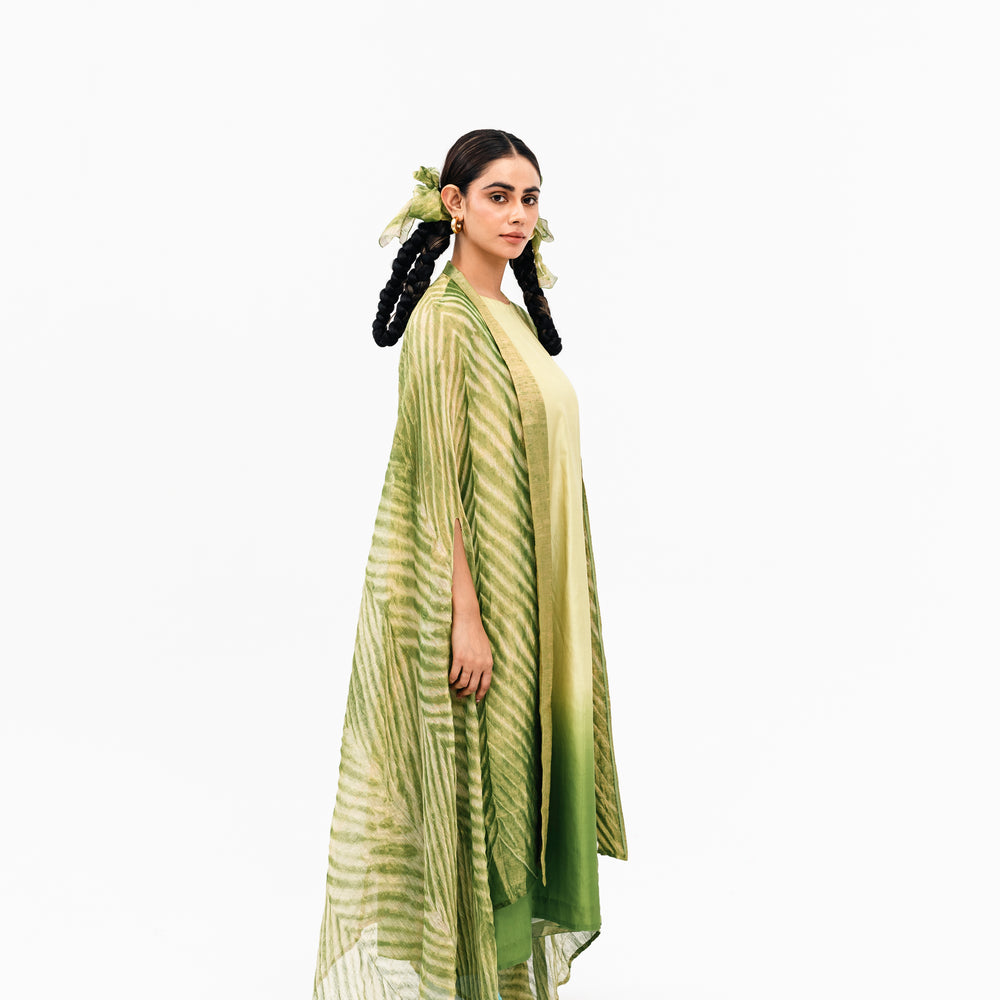 Khari Cape and Dress Set - Green