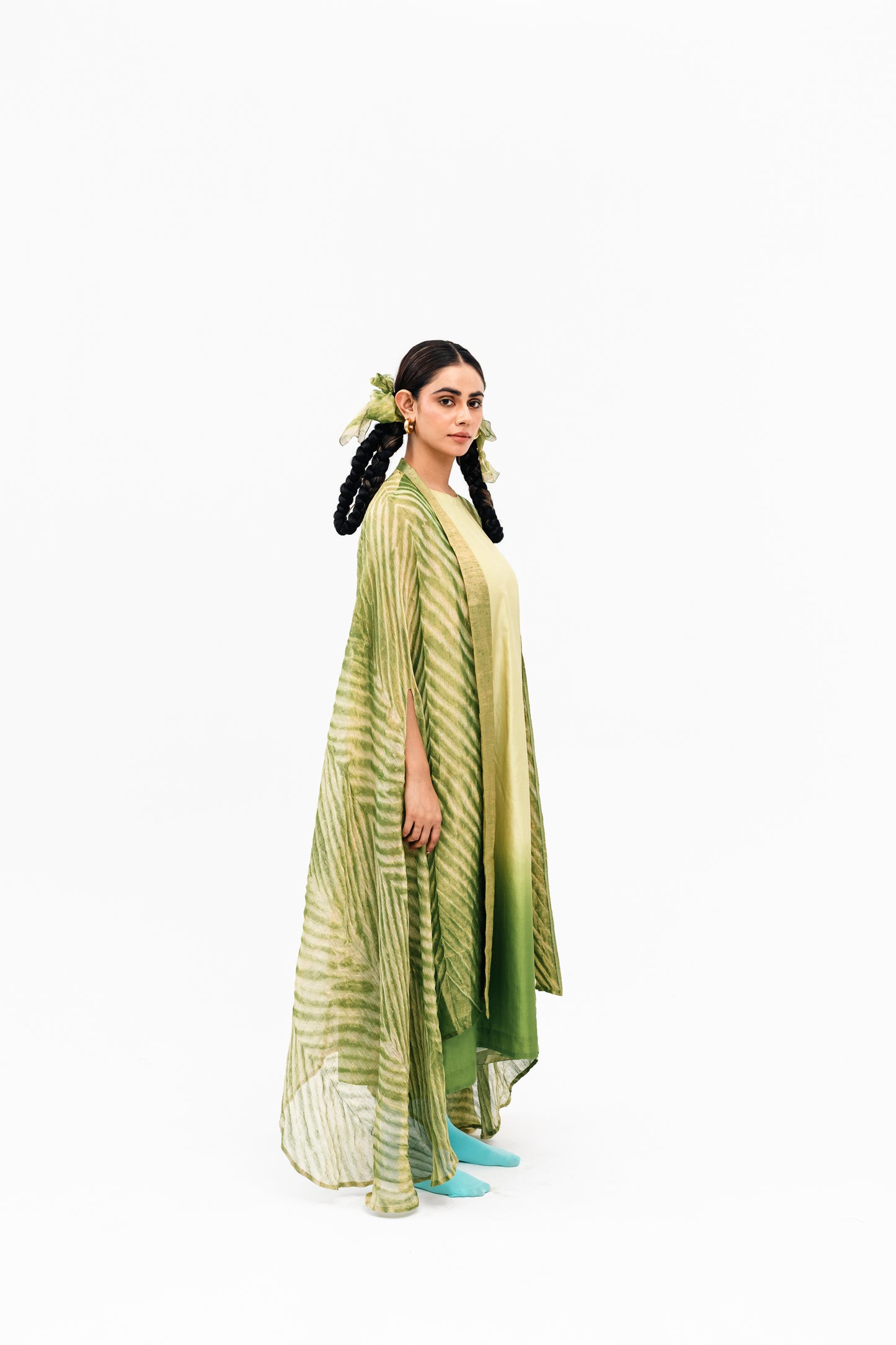 Khari Cape and Dress Set - Green