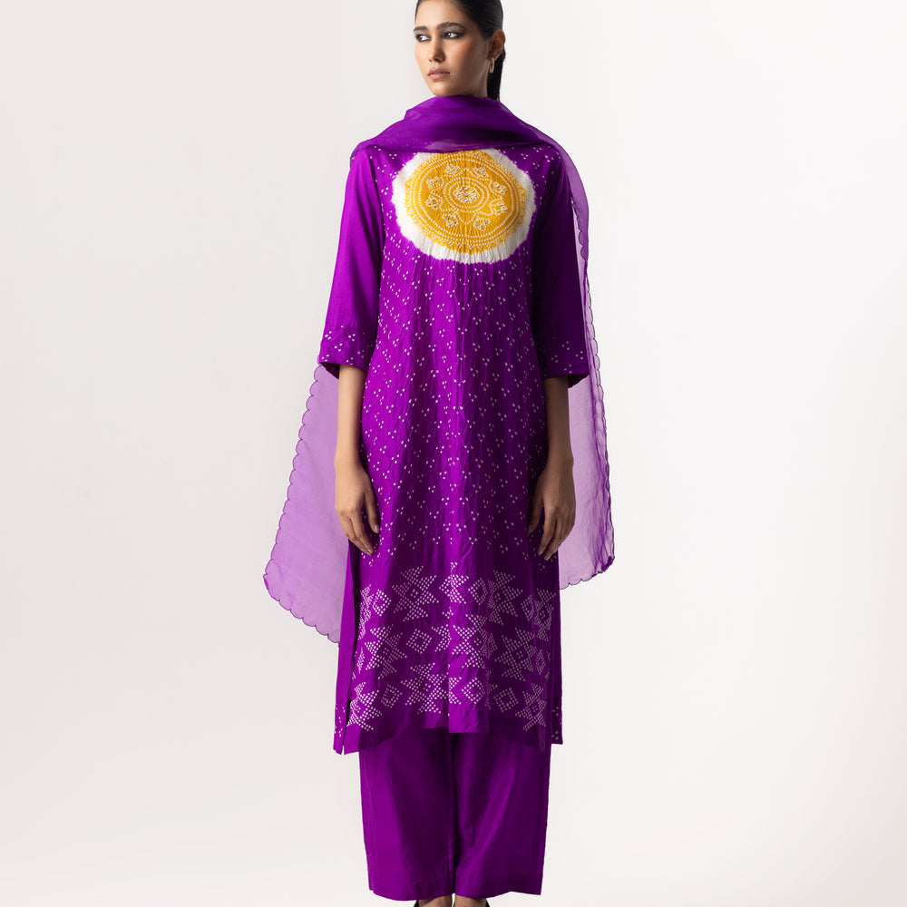 
                      
                        Bandhani Circle Suit Set By Naina Jain-Purple
                      
                    