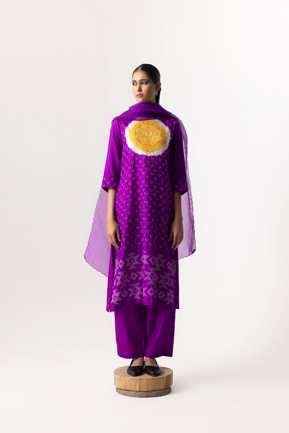 Bandhani Circle Suit Set By Naina Jain-Purple