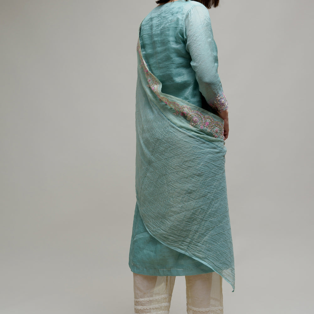 
                      
                        Chanderi Tissue Kurta - Sky Blue
                      
                    