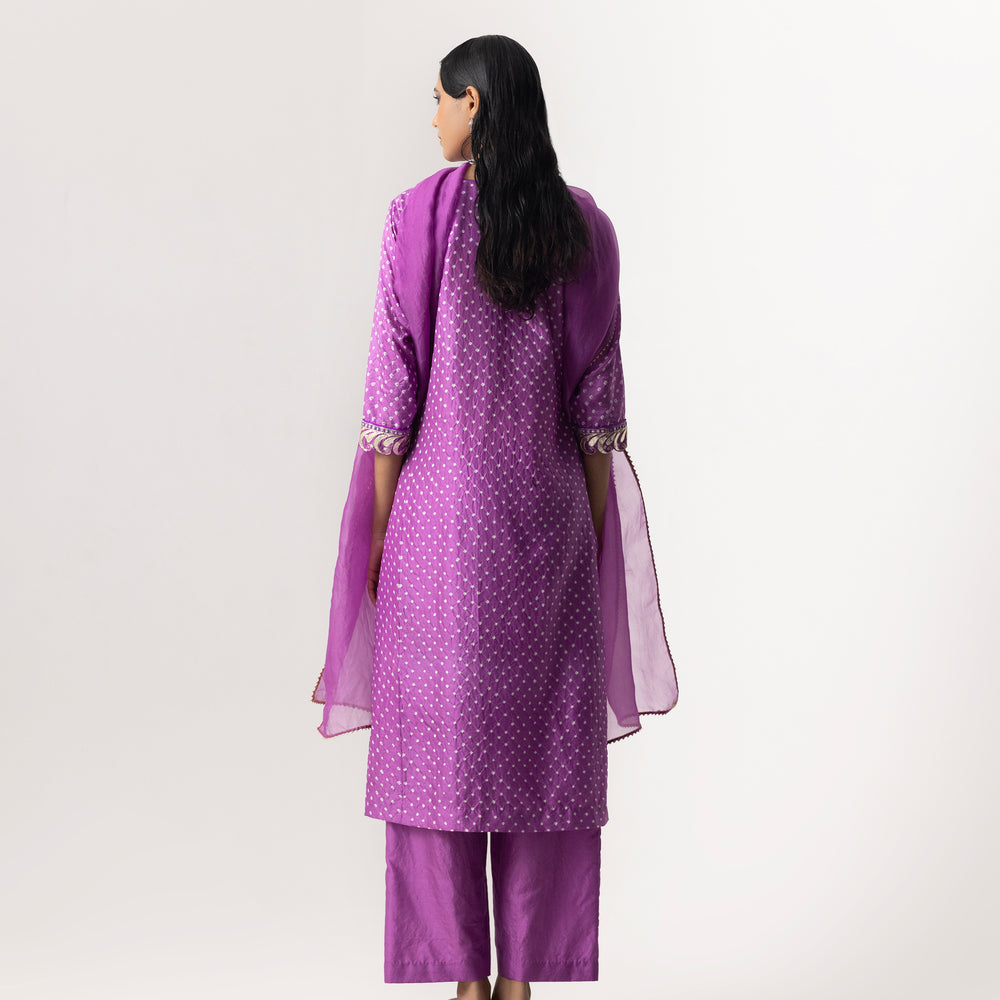 
                      
                        Gota Bandhani Suit Set By Naina Jain-Lavender
                      
                    