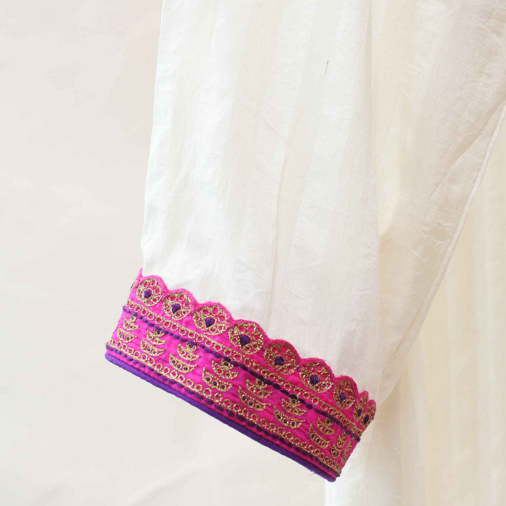 
                      
                        White Kurta Pants with Rani Embroidered Yoke
                      
                    