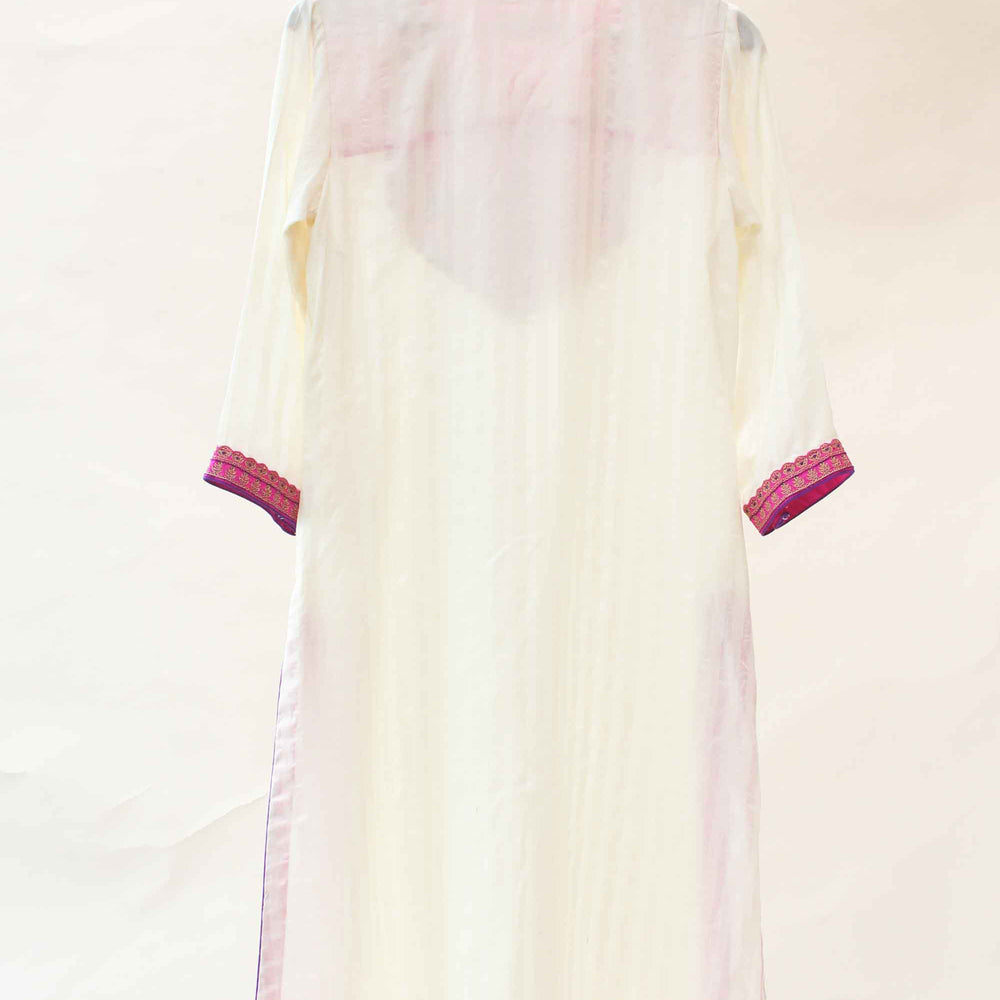 
                      
                        White Kurta Pants with Rani Embroidered Yoke
                      
                    