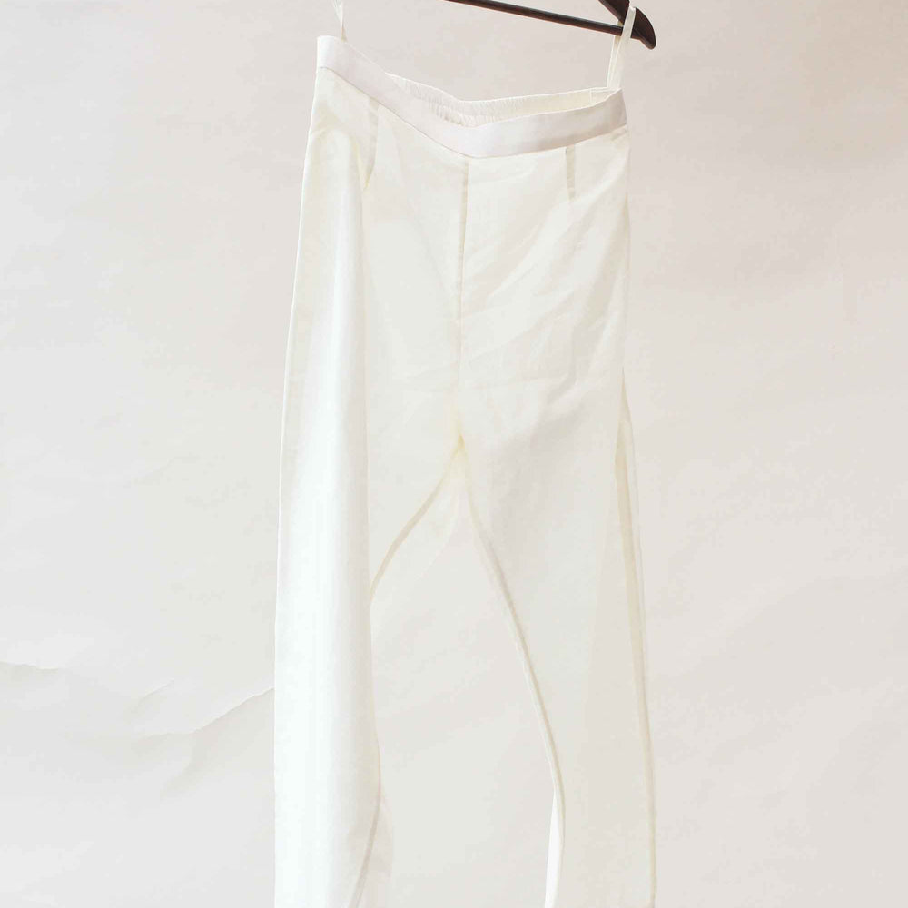 
                      
                        White Silk Kurta Pants with Mirror Work
                      
                    