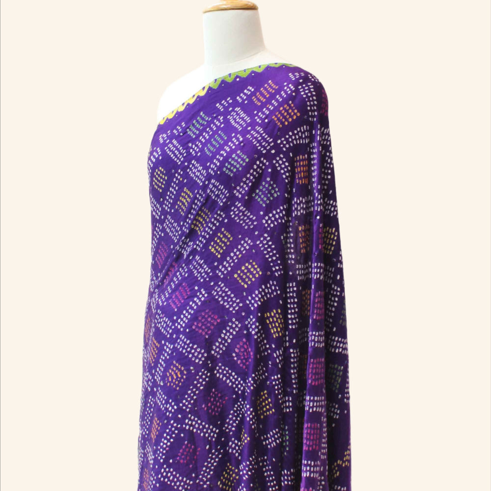 
                      
                        Multicoloured Bandhani on Gaji Silk Saree - Purple
                      
                    