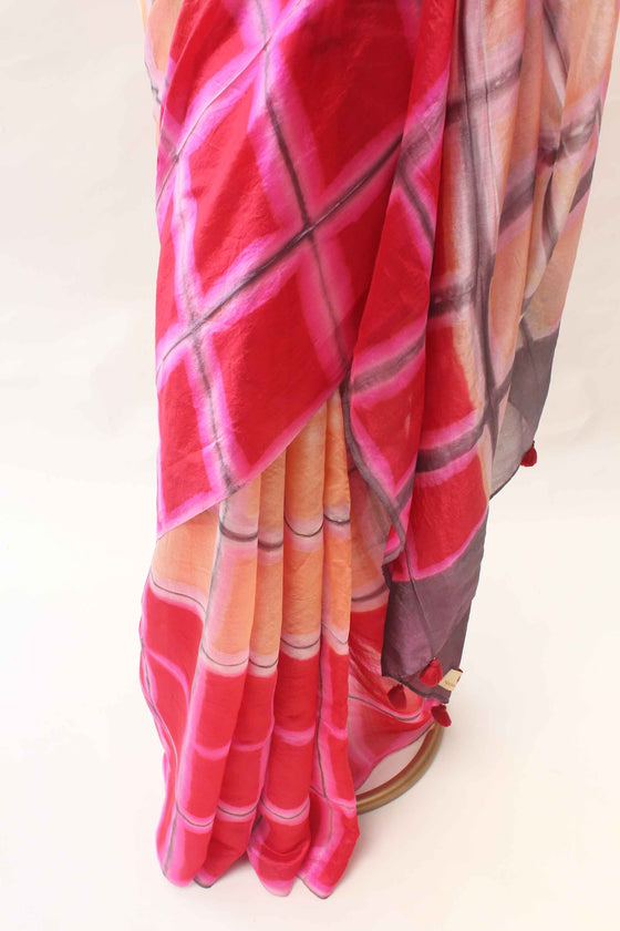 Silk Organza Clamp Dyed Saree with Blouse
