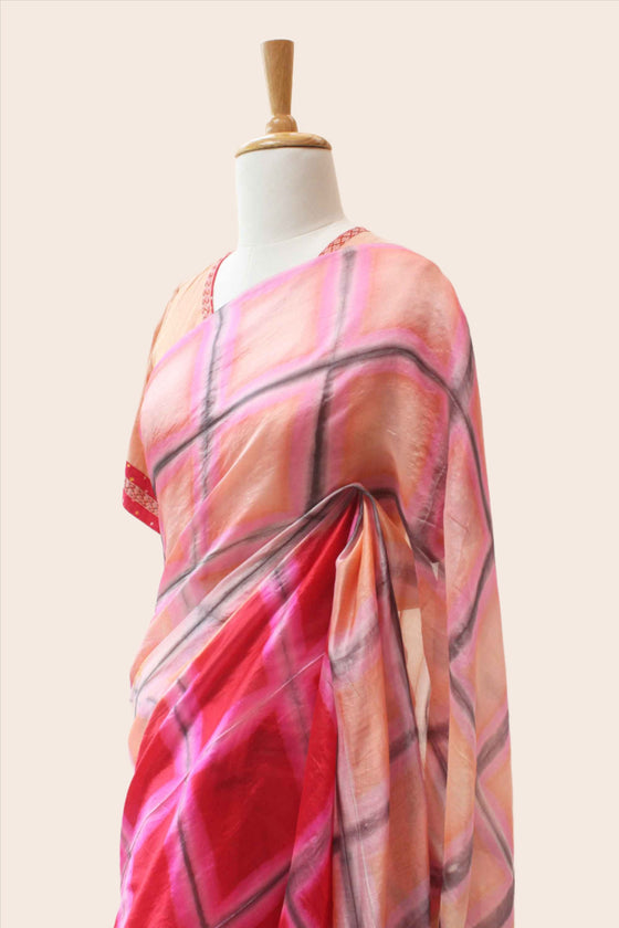 Silk Organza Clamp Dyed Saree with Blouse