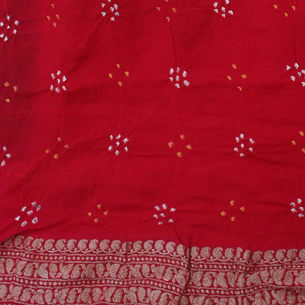 
                      
                        Peach Tomato Shaded Meenakari Banarasi Bandhani Saree
                      
                    