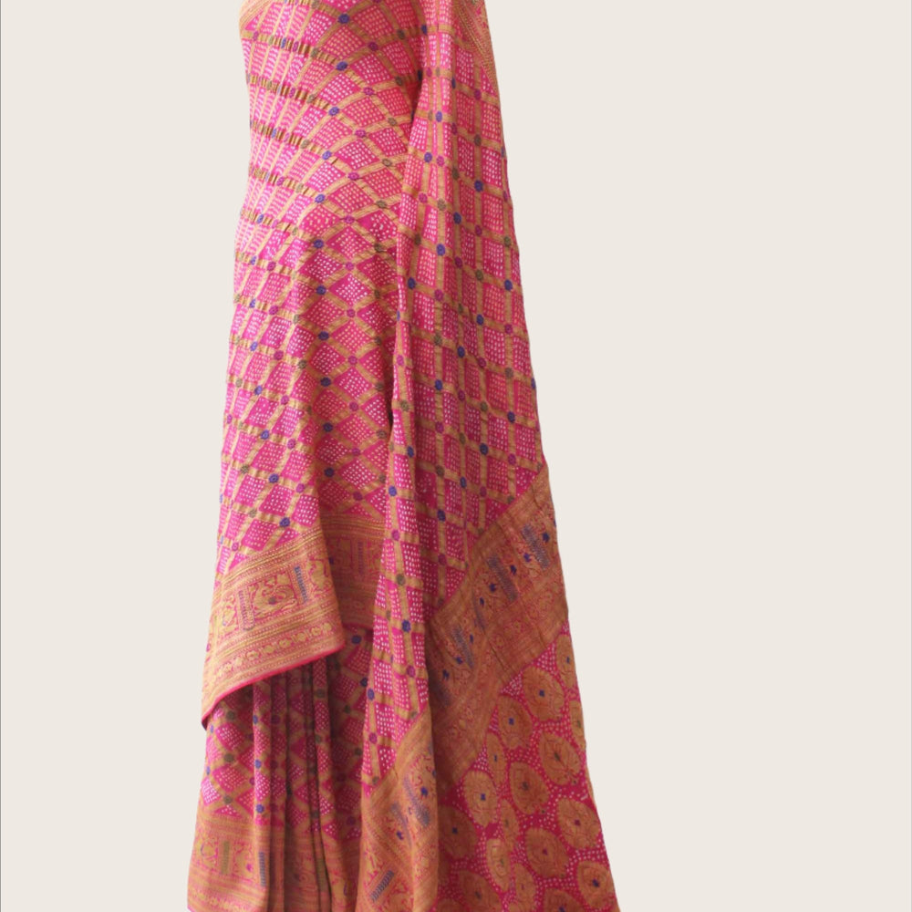 Meenakari Gharchola Banarasi Bandhani Saree