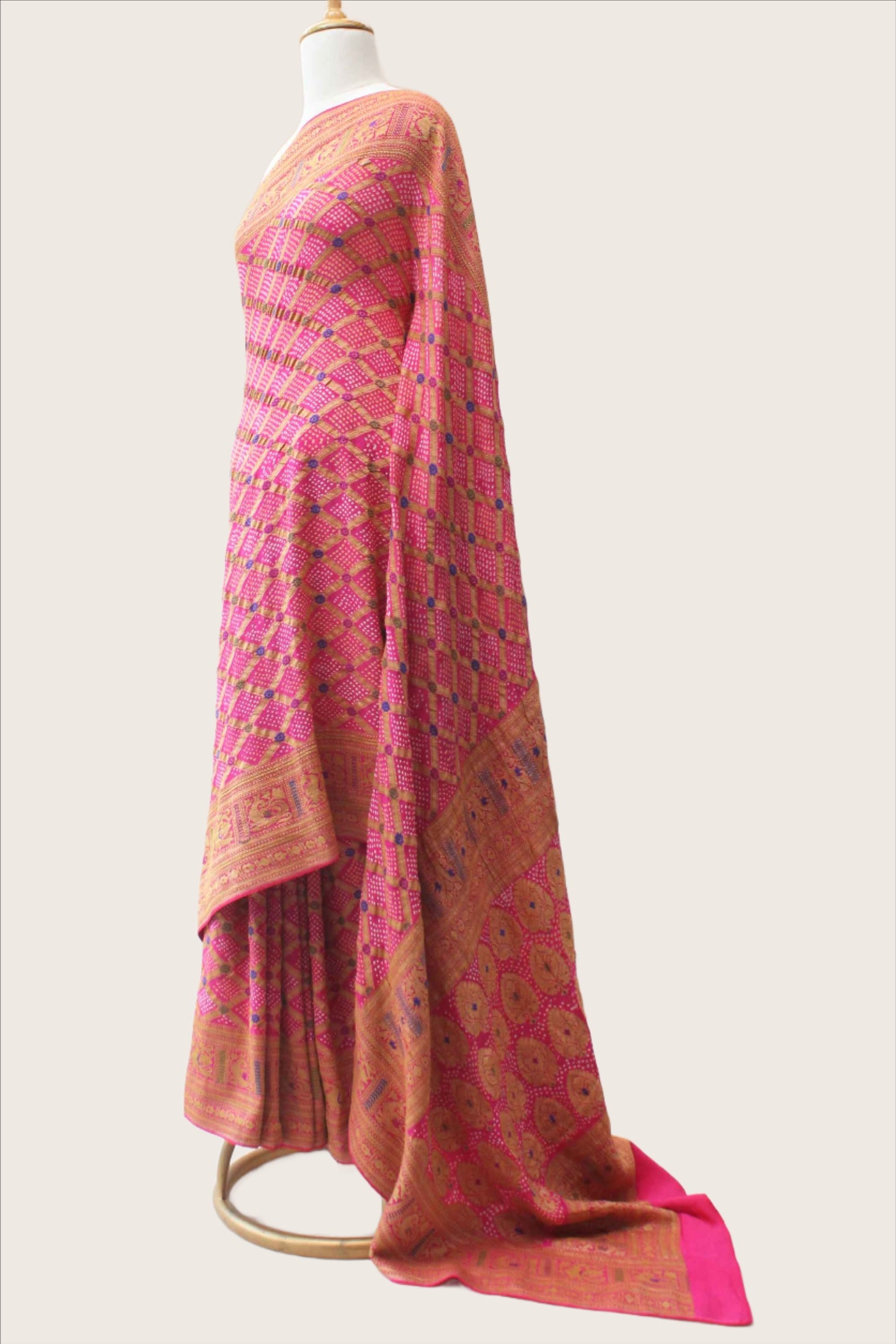 Meenakari Gharchola Banarasi Bandhani Saree