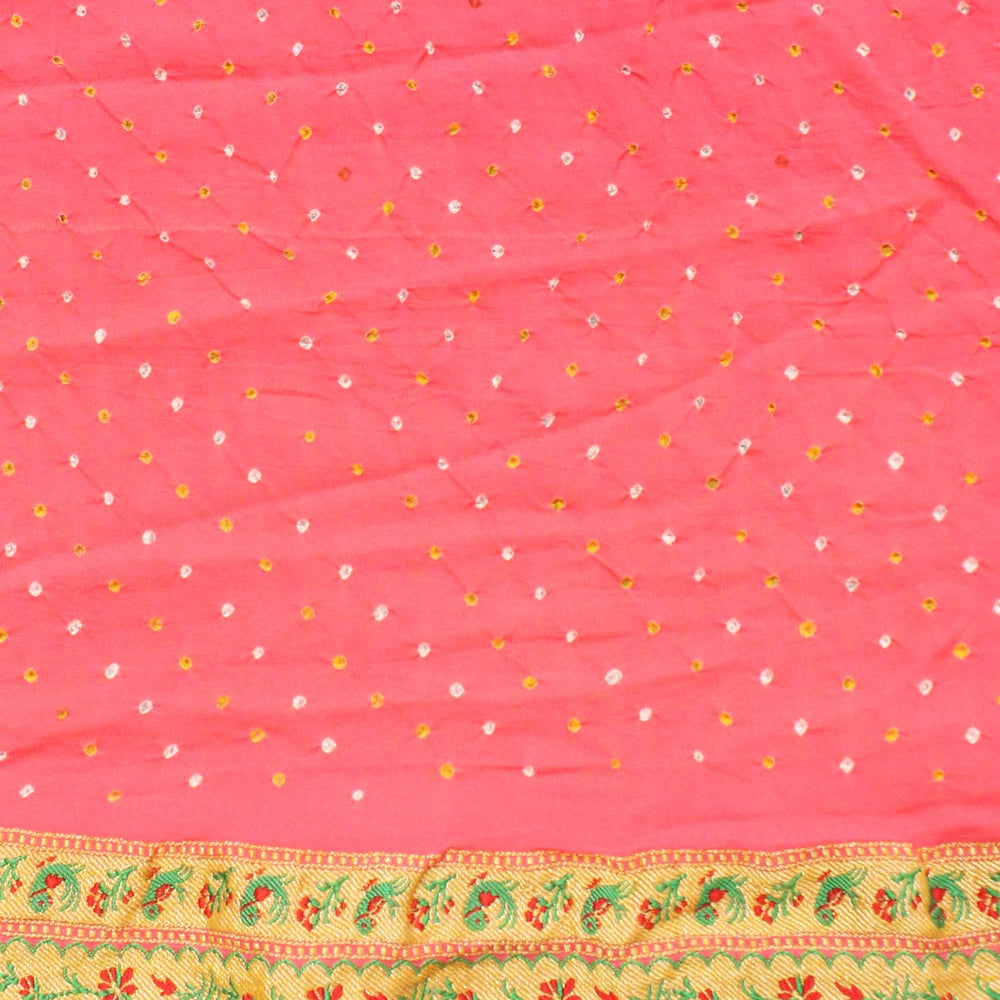 
                      
                        Red Peach Meenakari Banarasi Bandhani Saree
                      
                    