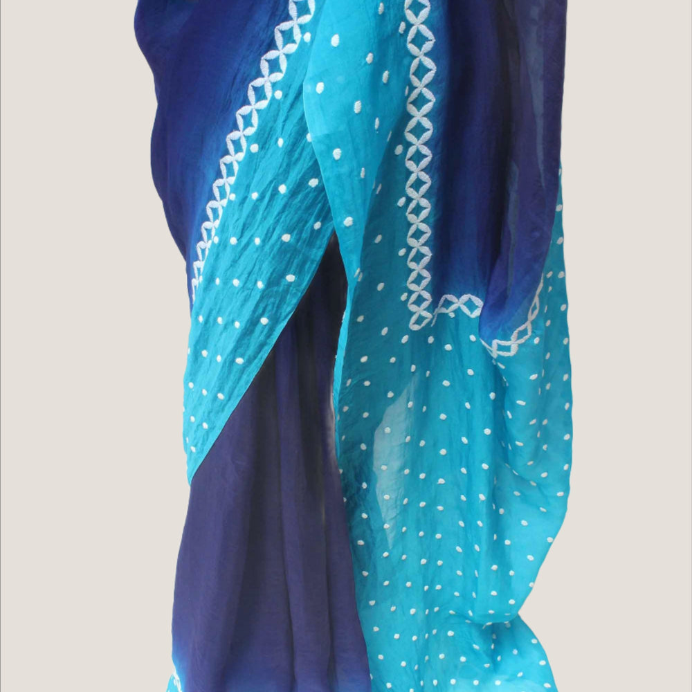 
                      
                        Ink Blue Shaded Organza Saree with Thread Embroidery
                      
                    